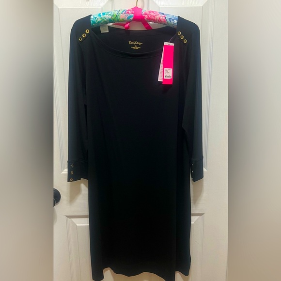 NWT Lilly Pulitzer Women's Black Sophie Dress UPF 50+ in ONYX XL - Picture 1 of 6